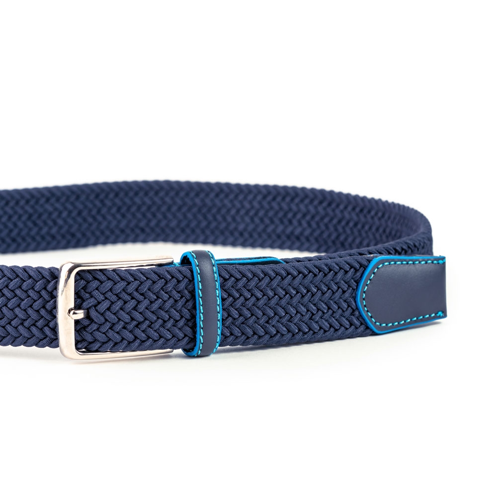 Cinturón Trenzado Elástico Piel Liso 35 mm