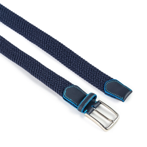 Cinturón Trenzado Elástico Piel Liso 35 mm