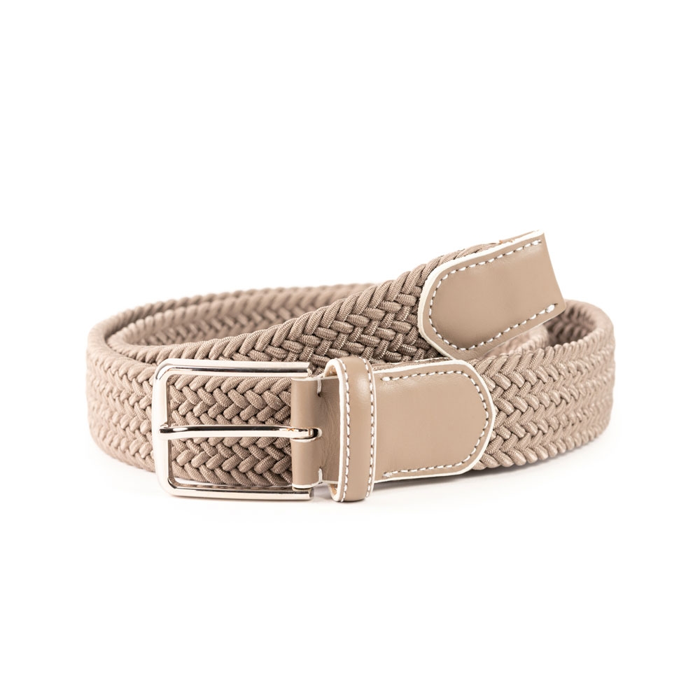 Cinturón Trenzado Elástico Piel Liso 35 mm