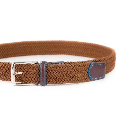 Cinturón Trenzado Elástico Piel Liso 35 mm