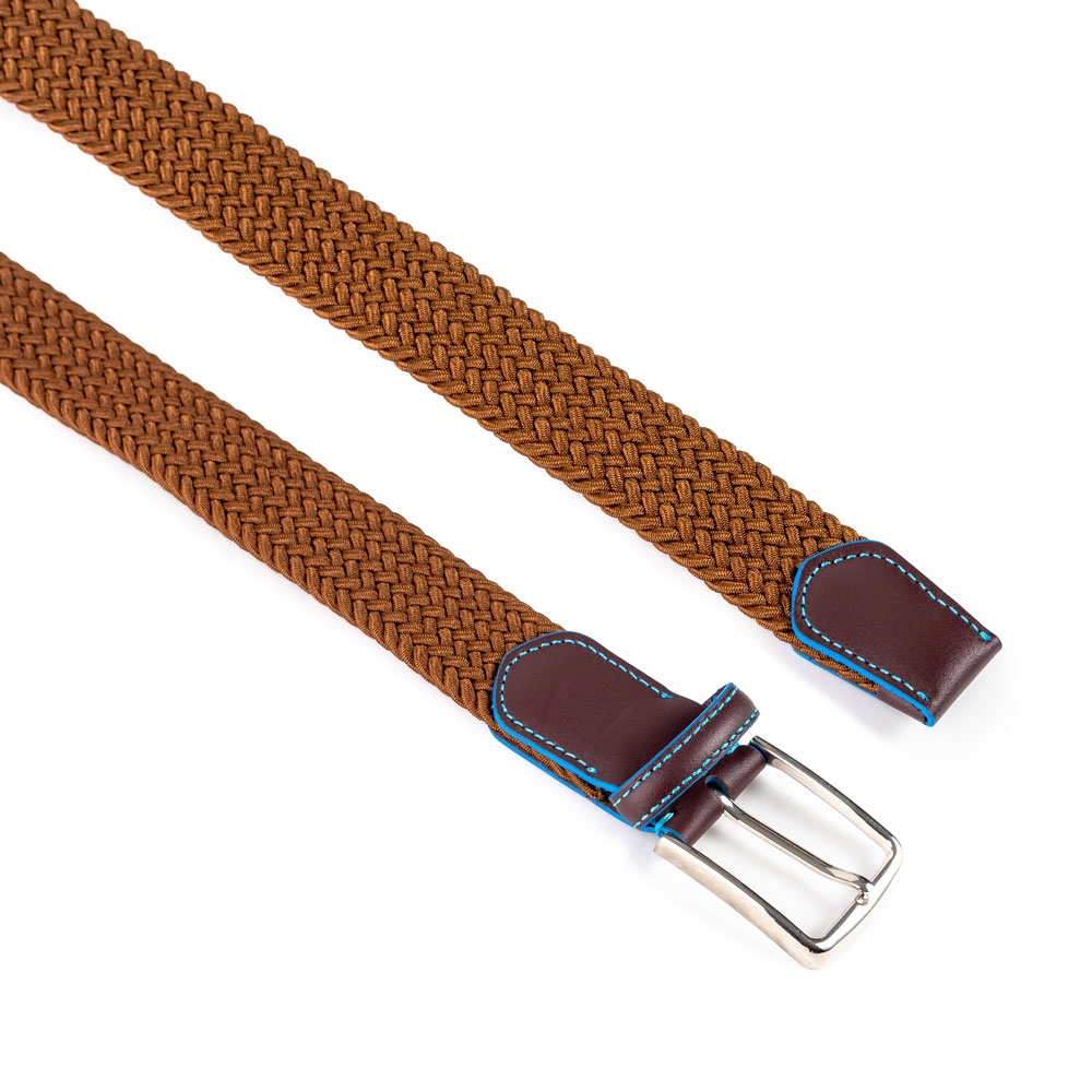 Cinturón Trenzado Elástico Piel Liso 35 mm