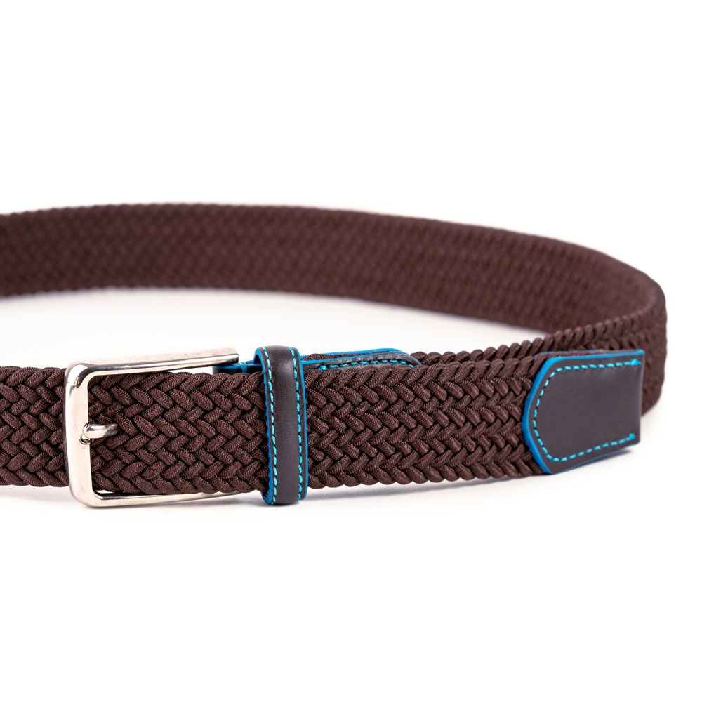 Cinturón Trenzado Elástico Piel Liso 35 mm