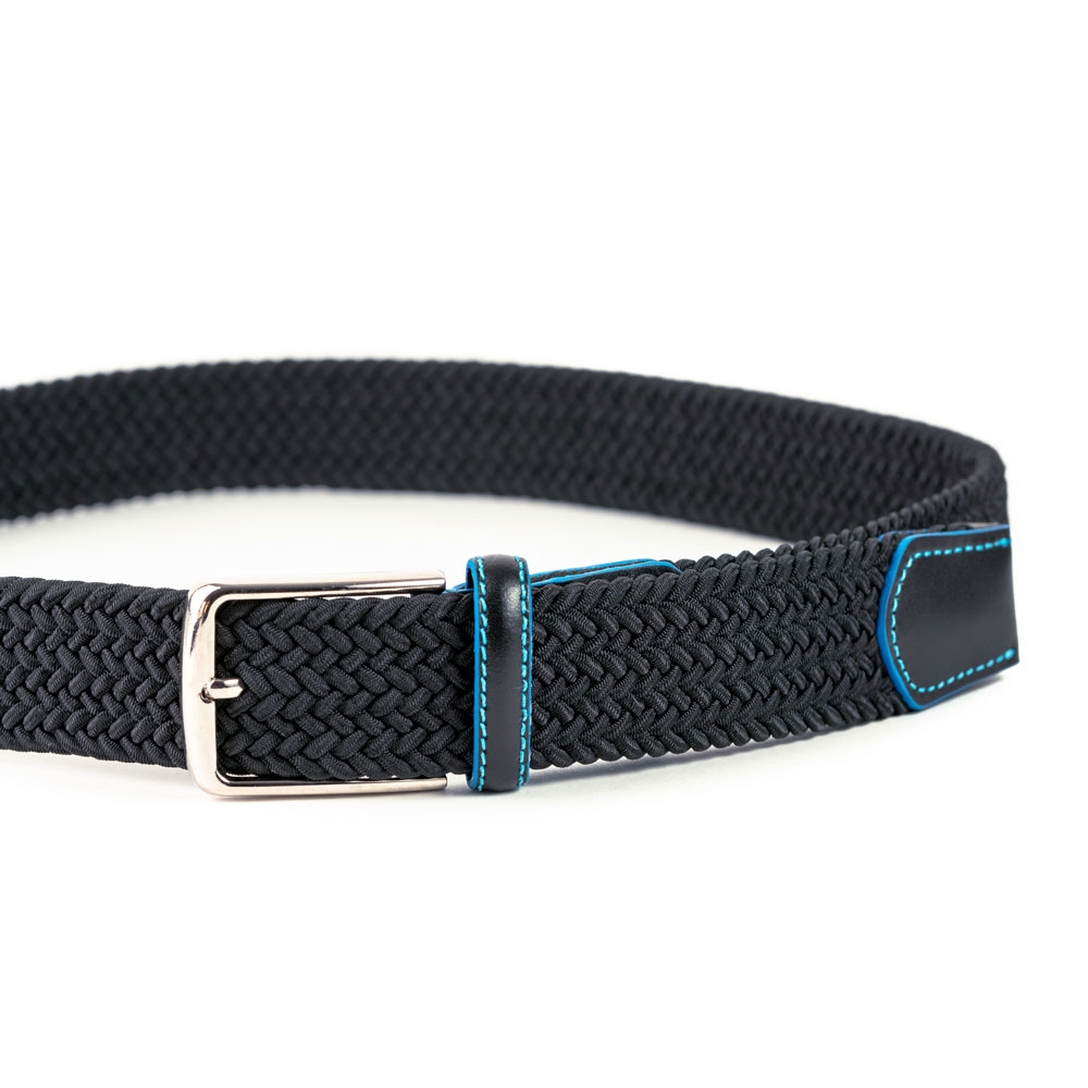 Cinturón Trenzado Elástico Piel Liso 35 mm
