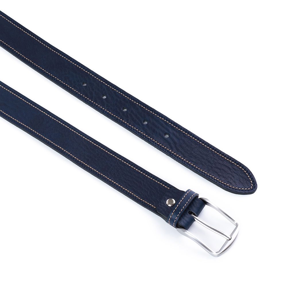 Cinturón Piel Serie Q Cosido Bicolor 35 mm