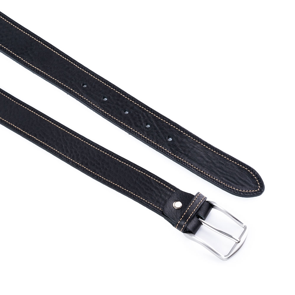 Cinturón Piel Serie Q Cosido Bicolor 35 mm