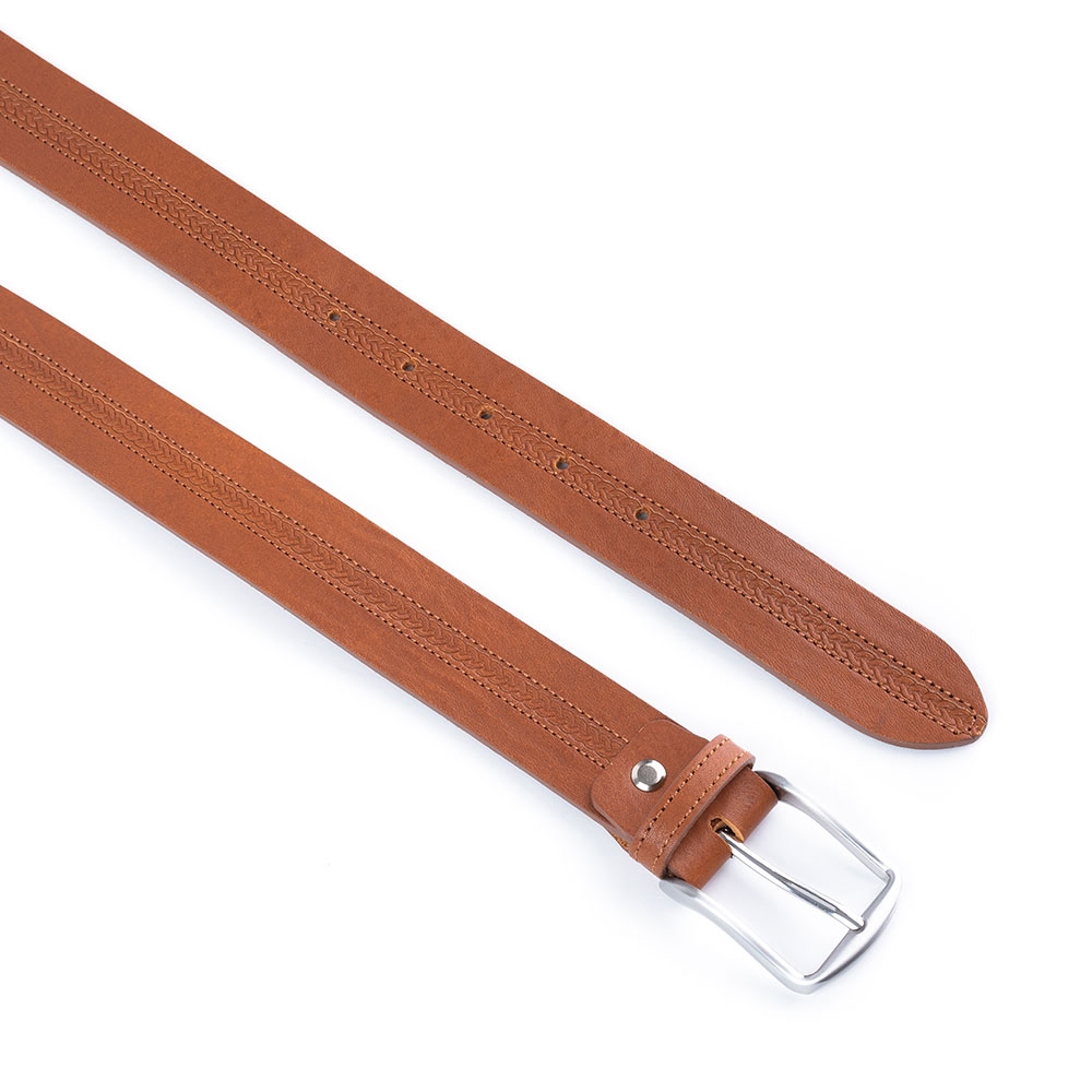 Cinturón Piel Serie Q Grabado Trenza 35 mm