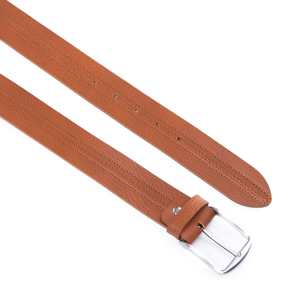 Cinturón Piel Serie Q Grabado Trenza 40 mm