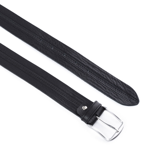 Cinturón Piel Serie Q Grabado Trenza 40 mm