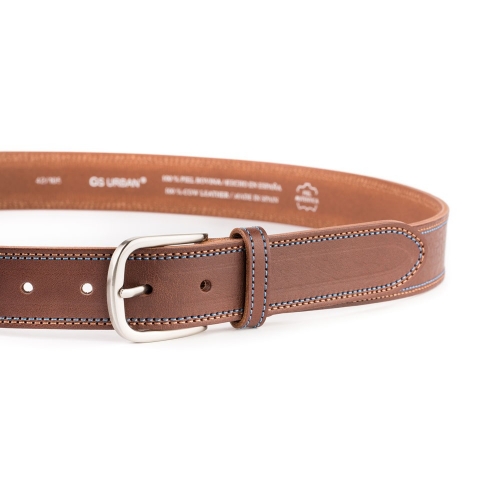 Cinturón Piel Urban Cosido Bicolor 35 mm