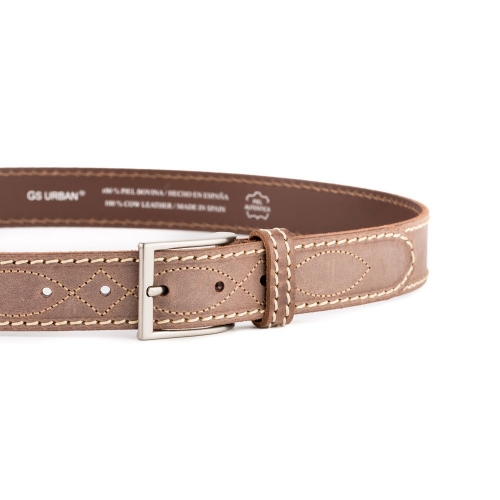 Cinturón Piel Stone Cosido 35 mm