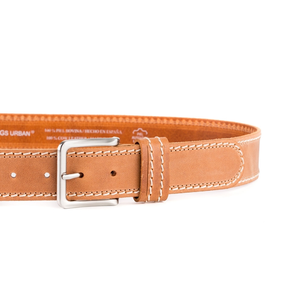 Cinturón Piel Stone Cosido Doble 40 mm