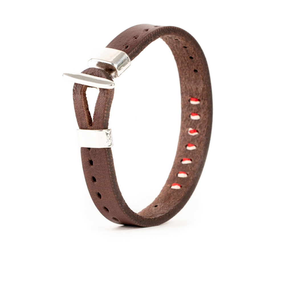 Pulsera Piel Cosida Bicolor