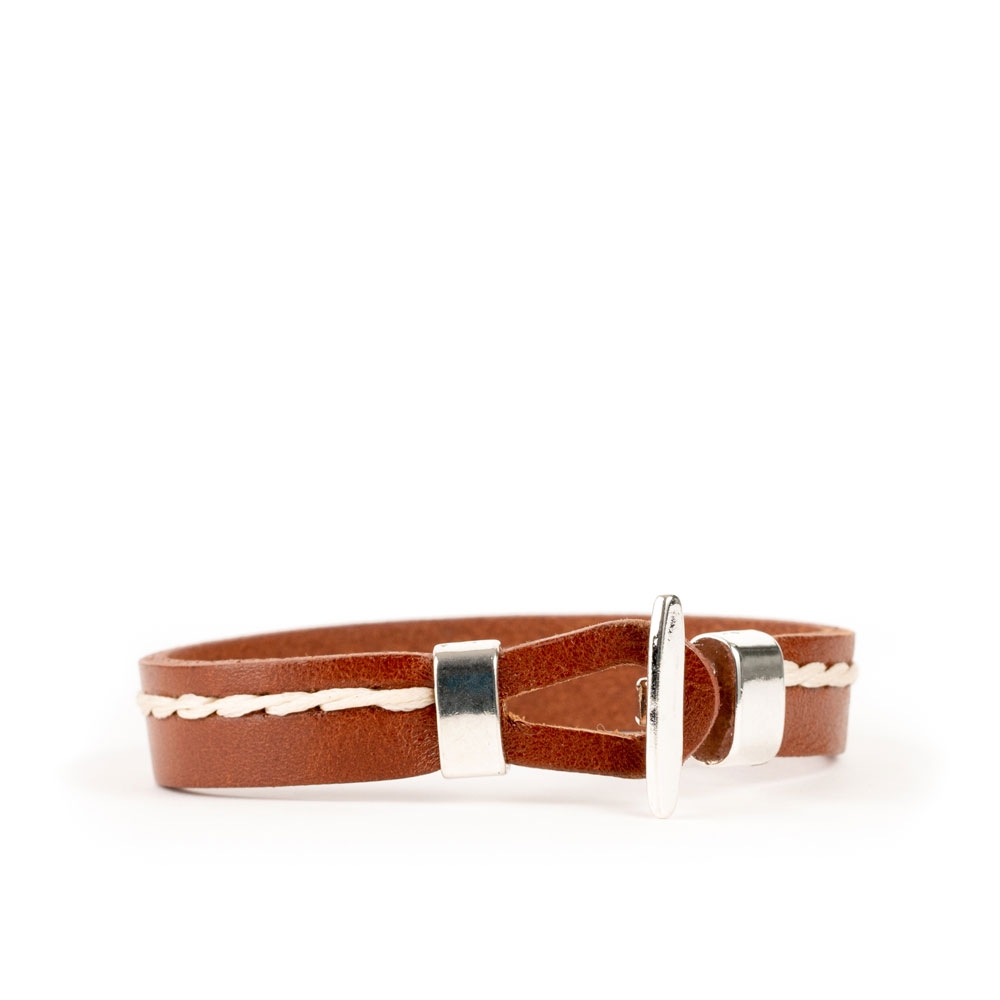 Pulsera Piel Cosida Cadena